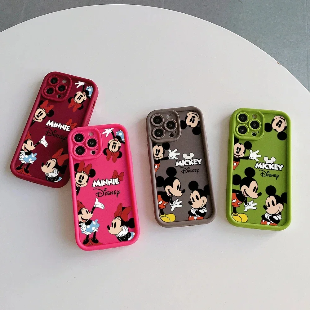 Disney Mickey Minnie Mouse Cute Siliocne Phone Case For iPhone 14 12 13 11 15 Pro Max XR XS X 7 8 Plus Shockproof Back Cover image 3