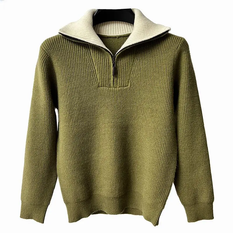 

Fashion Lapel Zipper Solid Color Casual Sweaters Men's Clothing 2024 Autumn Winter New Loose All-match Pullovers England Tops