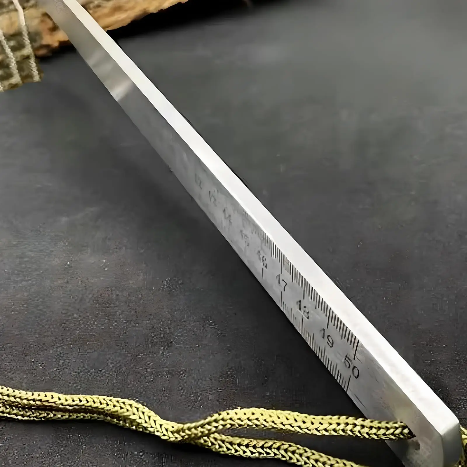 مسطرة من الفولاذ المقاوم للصدأ شديدة التحمل مقاس 20 بوصة/50 سم - مقياس مزدوج بوصة/سم، سميكة 3 مم للدقة، مع حقيبة جلدية، أداة دفاع عن النفس