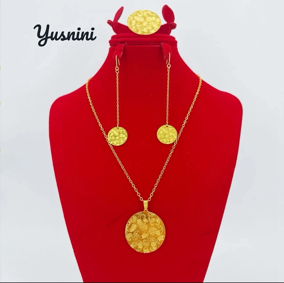 Fashion New French 24K Gold Plated Customized Necklace, Earrings, Rings, Wedding Party Jewelry Set for Lovers DD10727