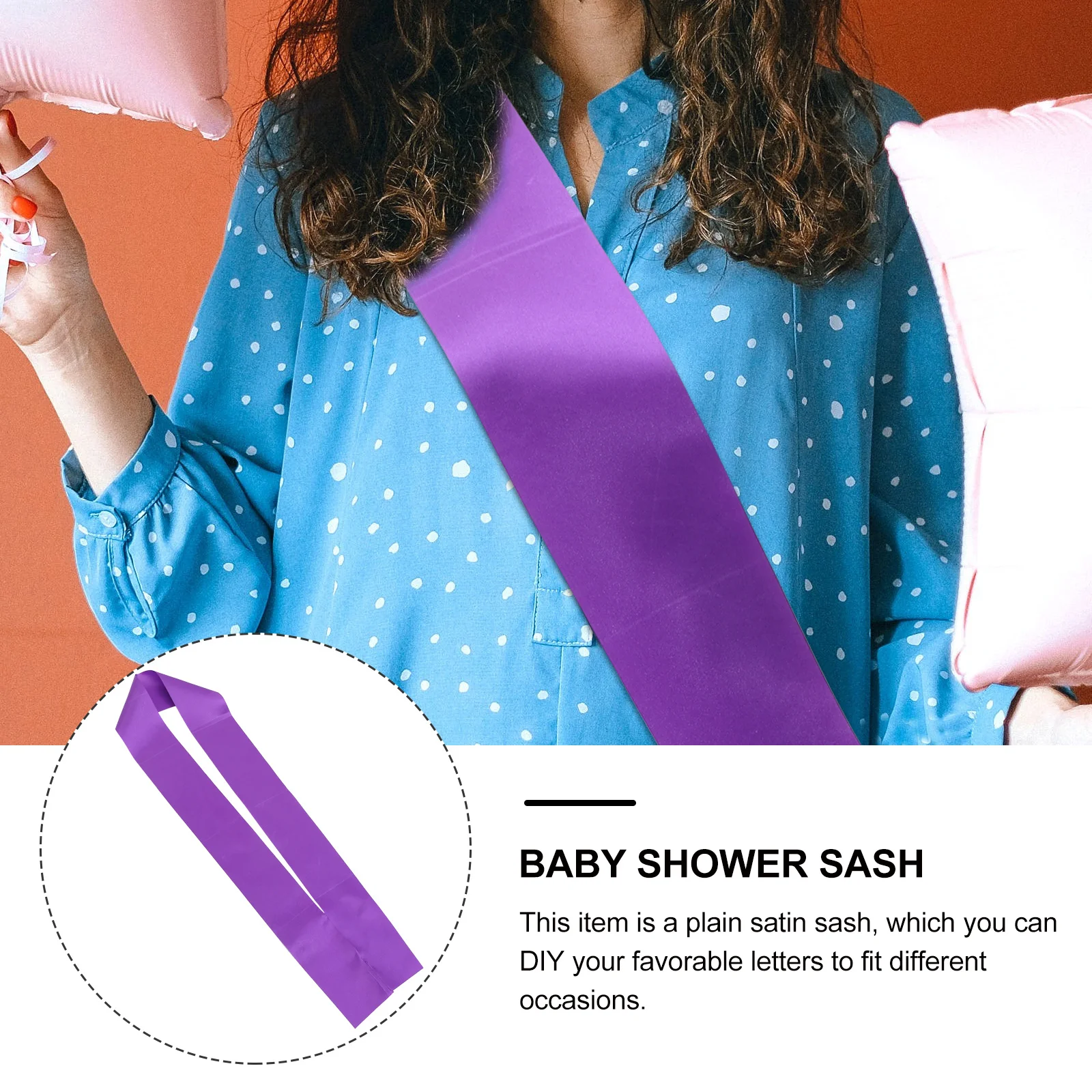 Faja de satén lisa púrpura 79x95cm DIY cumpleaños ducha despedida de soltera accesorio de fiesta personalizado faja de ducha