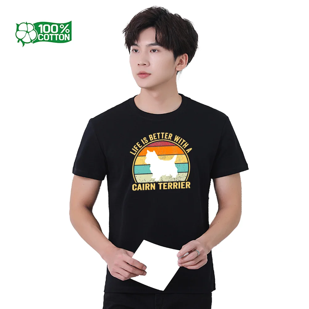 

Футболка унисекс для собак Cairn, хлопковая повседневная мягкая футболка с коротким рукавом и круглым вырезом, топ для мужчин и женщин, идеальный подарок для любителей домашних животных