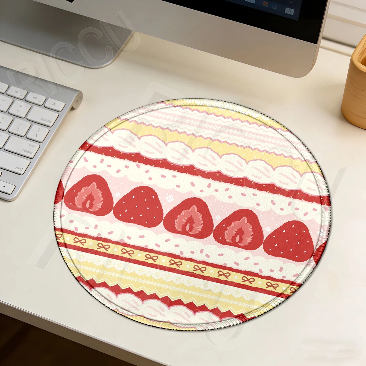 Pink Strawberry Cake Mouse Pad Kawaii Cartoon Bear Mousepad Office Desktop Decort Computer Micemat Gaming Keyboard Accessories