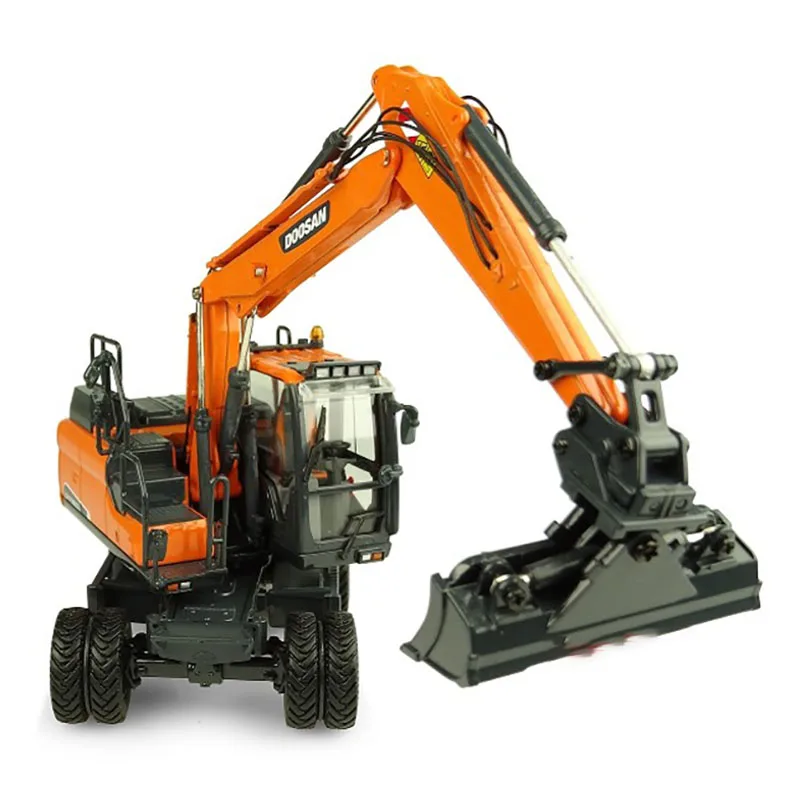 Diecast 1:50 Scale Doosan DX160W Wheeled Excavator Alloy Engineering Vehicle Model Collection Souvenir Ornaments Display