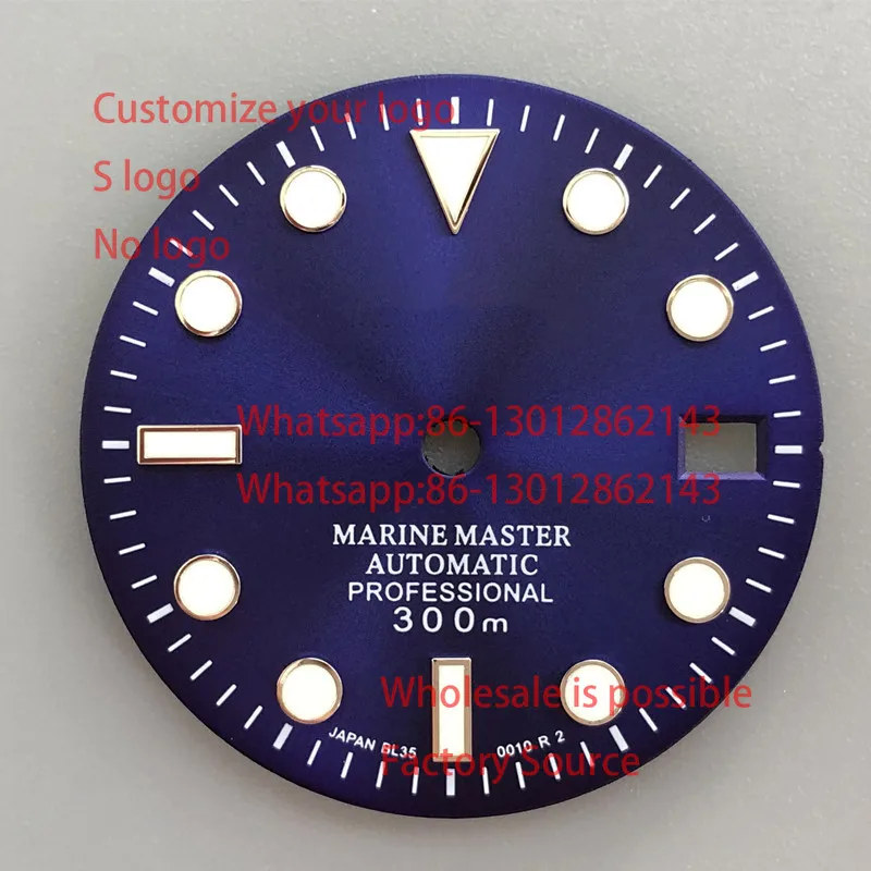 

customized No15 black s dial green lume 28.5mm have other color blue green white grey fit nh35 movement and 3.0 and 3.8 crown
