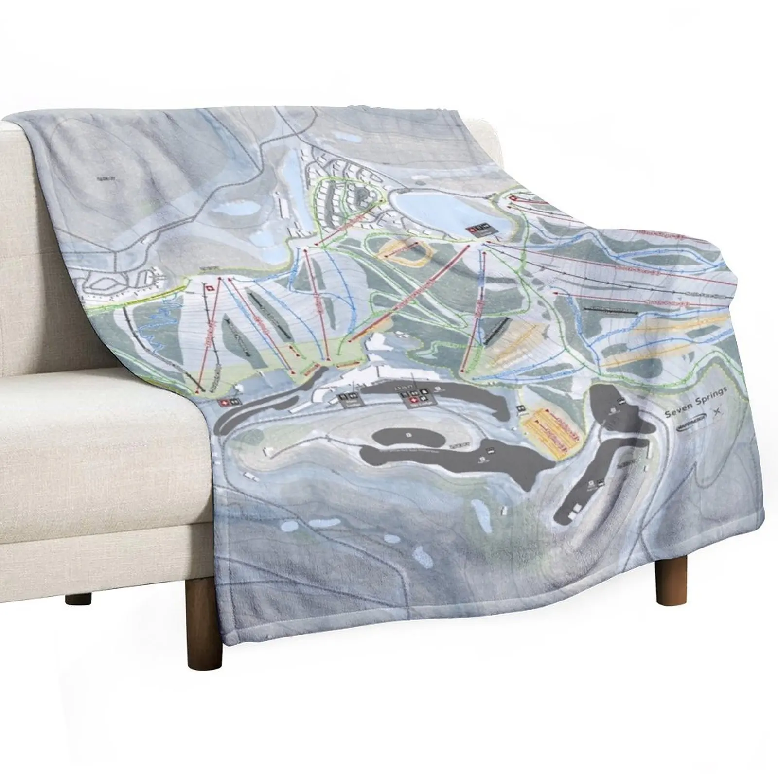 

Seven Springs Resort Trail Map Throw Blanket warm for winter blankets ands Flannel Fabric Hairys Blankets