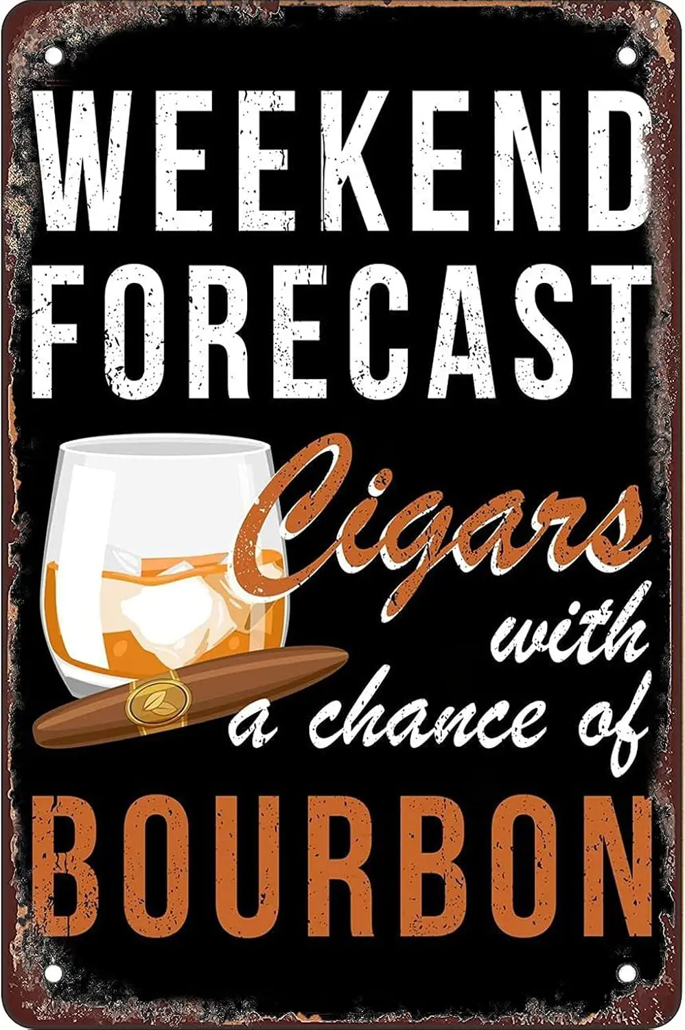 Bourbon And Cigars Vintage Travel Poster Metal Signs Tin Sign Wall Decor For Garage Bedroom Bathroom Bar Coffee Restaurant 