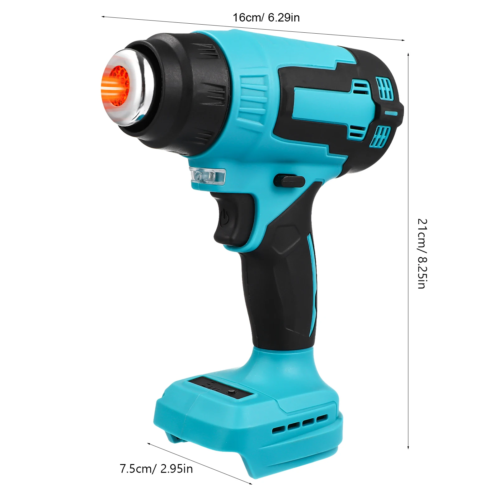 

Wireless Hot Blower 18V Cordless Handheld Heater With Led Light Four Nozzles For Car Repair Welding Hot Air Heating Tool Tools