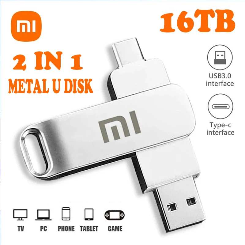 Xiaomi U Disk Pen Drive 16TB 8TB USB 3.1 Type-C Interface 4TB 2TB Mobile Phone Computer Mutual Transmission Portable USB Memory