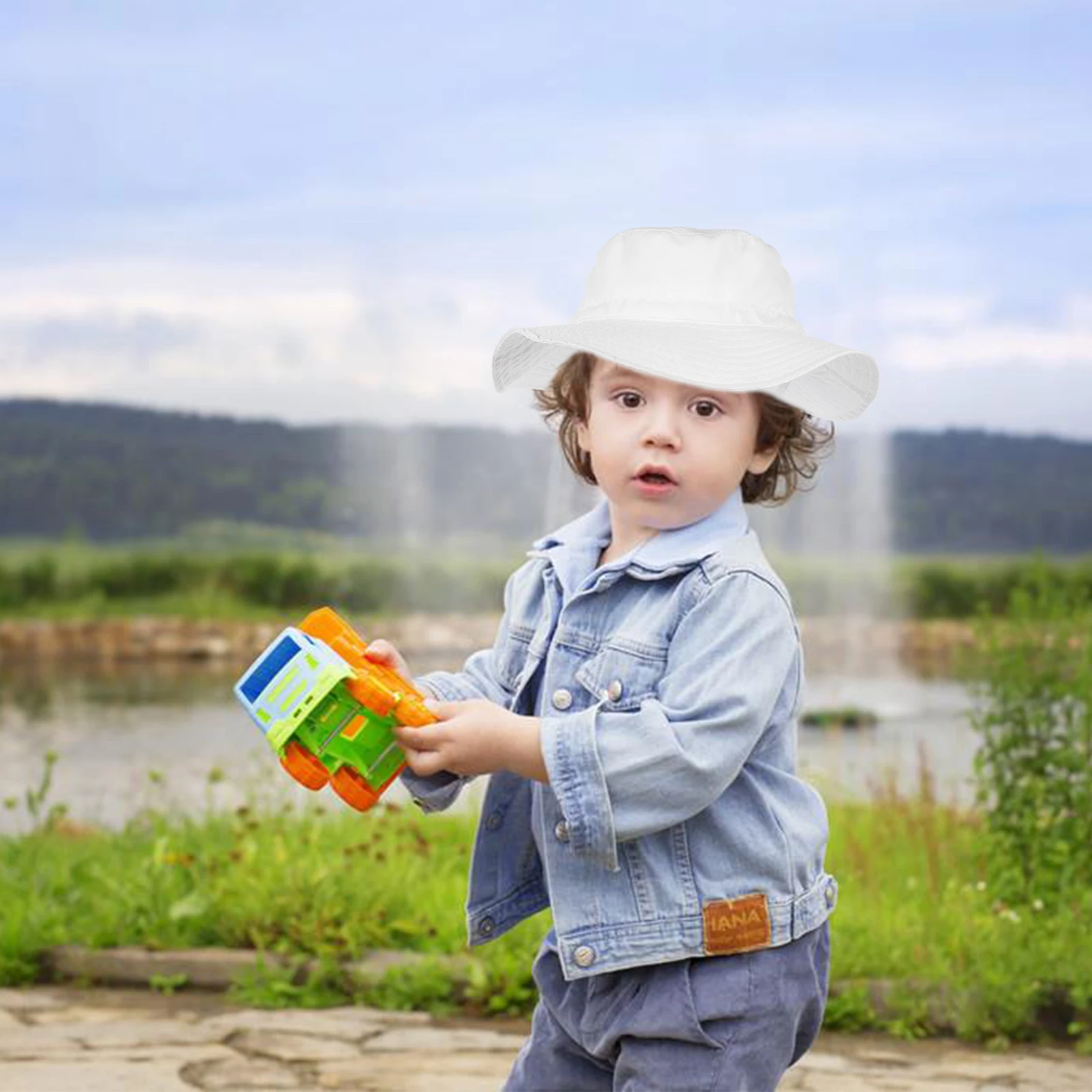 

2 Pcs Children's Sun Hat Wide Brim Hats Protection Beach for Kids Polyester Breathable Mesh