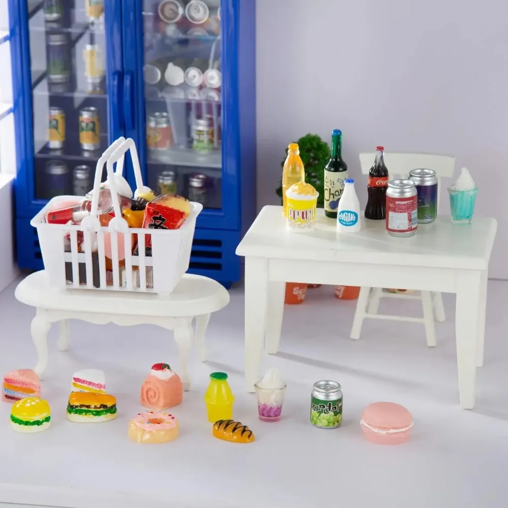 50Pcs 소형 음식 음료 병 소다 팝 캔 척 놀이 주방 게임 파티 액세서리 장난감 케이크 아이스크림 인형 집