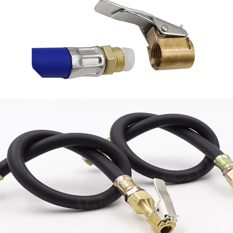 Car Ayre Inflation Hose Brass Clip Self-locking Anti-Blowout Car Tyre Pressure Gauge Inflation Extension Hose Car Accessories