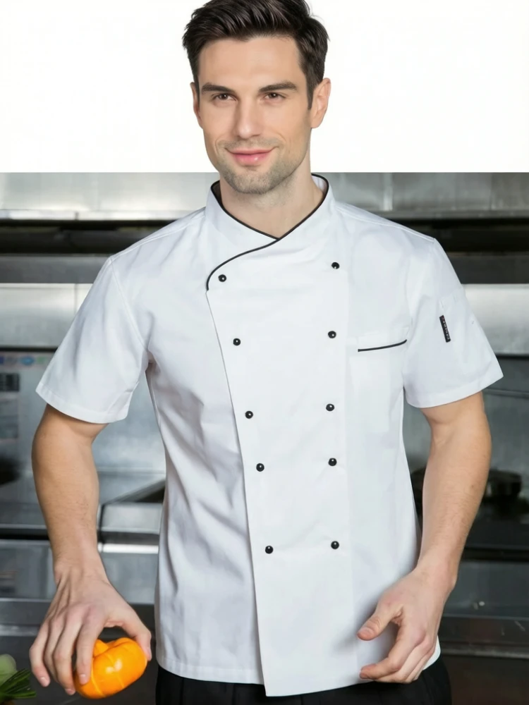 Kurzarm-Kochjacke, professionelle Kochuniform für Männer und Frauen, Hotelküche, Catering, Arbeitskleidung