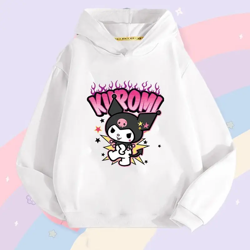 

Sanrio Girls Hooded Sweatshirt Kuromi Children's Thin Jacket Cute Fashionable Cartoon Versatile Hooded Long Sleeve Sweatshirt