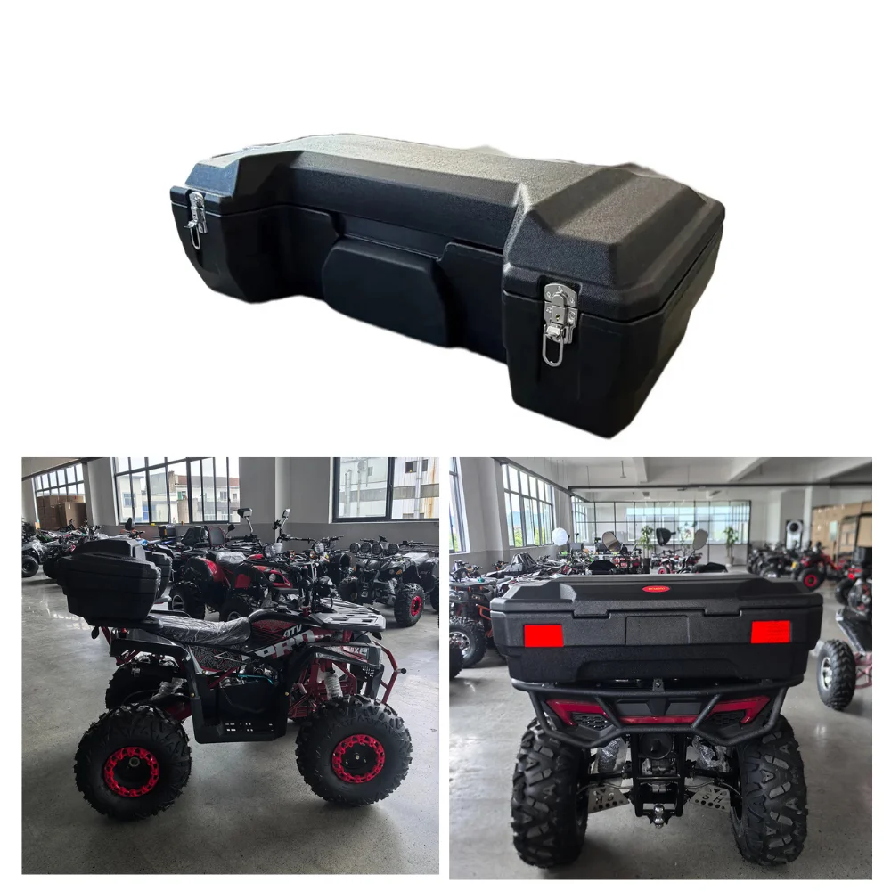 ATV Large Rear Storage Box Spacious Capacity Rain Proof ATV Rear Luggage Box with Backrest and Safety Lock for Hiking Camping