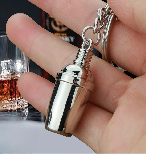 Mini Shaker Keychain Cocktail Pendant Bar Wineware Bartender Keychain Party Gift Car Key Ring Gift