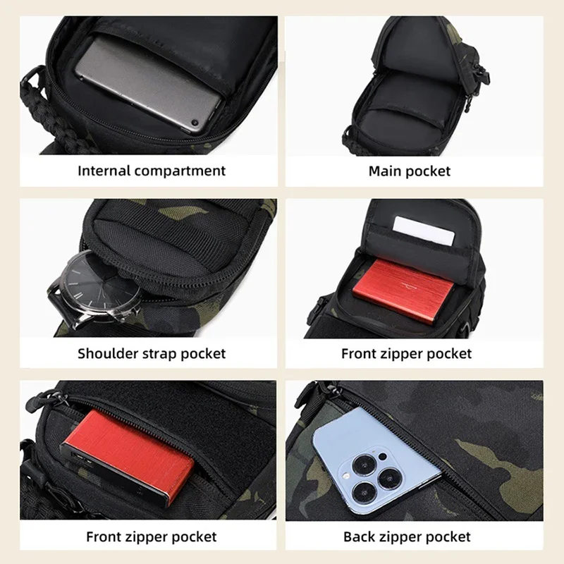 Bolsa de pecho para acampar, mochila de ciclismo para hombres, deportes, hombro, senderismo al aire libre, escalada, ciclismo, pesca, MOLLE Sling EDC Fanny Pack 가