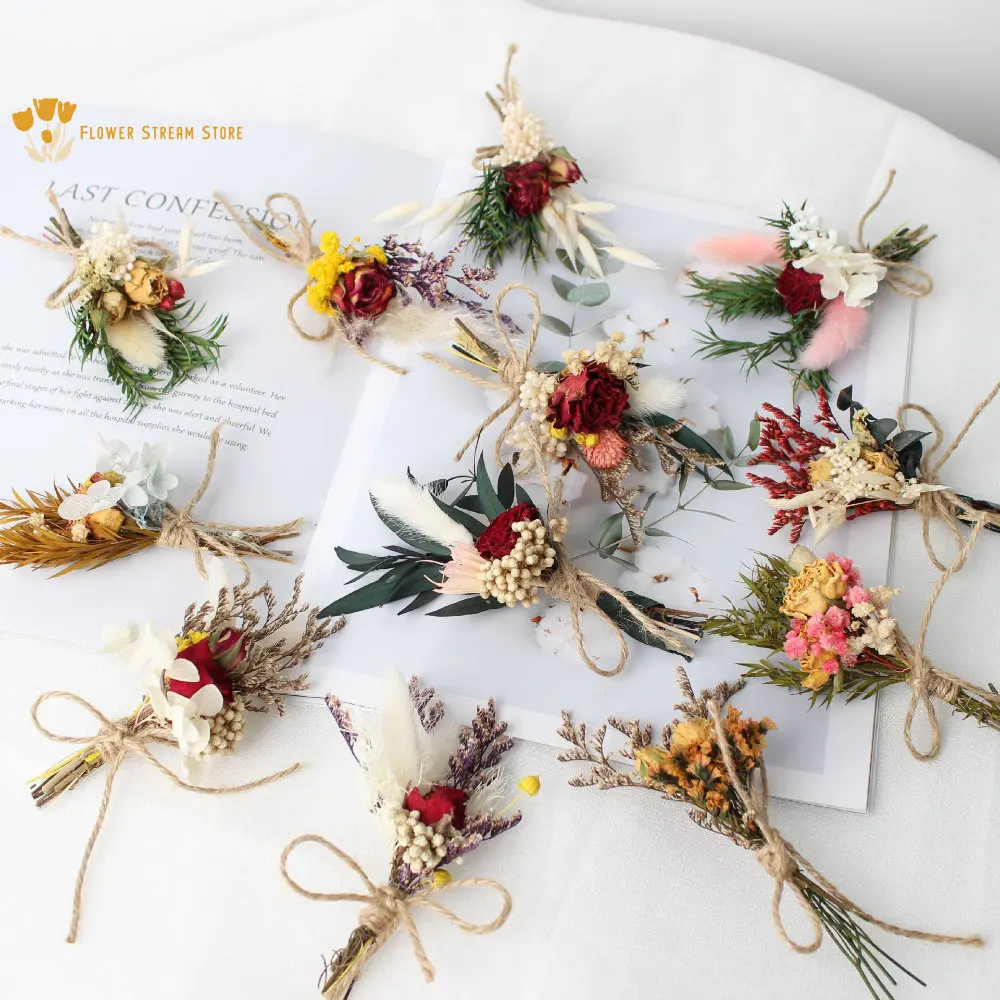 

Mini Dried Flower Bouquets Wall Decor Bunny Tail Gypsophila DIY Picture Frame Letterbox Gift Material Package Wedding Decoration