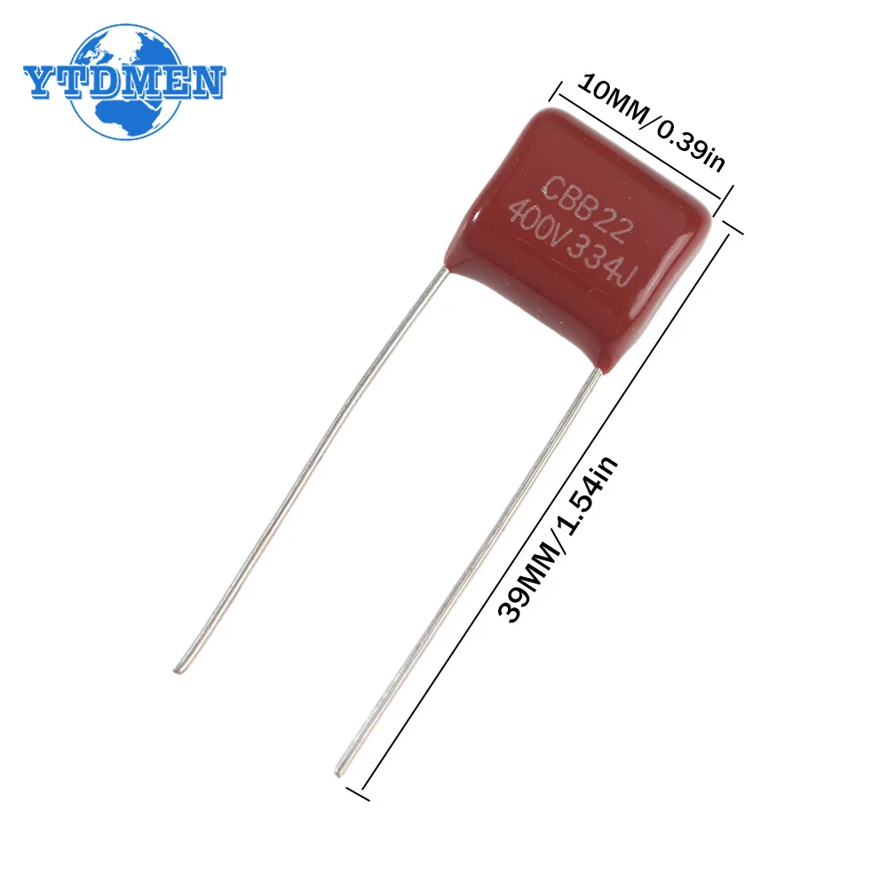 40PCS CBB Capacitors 400V Polypropylene Film Capacitor 104J 334J 474J 104J P10mm P15mm 0.22uF 0.1uF 0.33uF 0.47uf