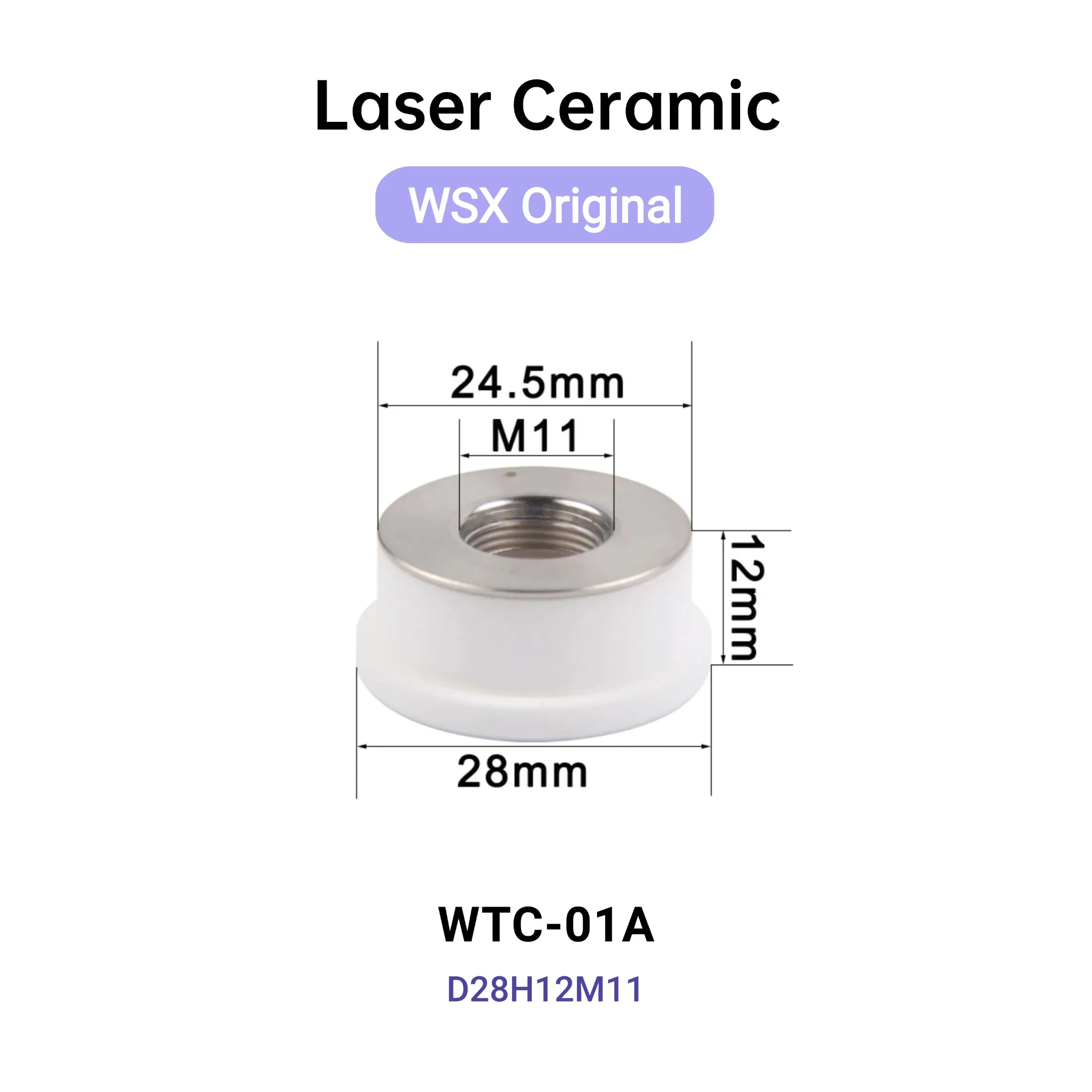 Header 10Pcs/Lot WSX Original Laser Nozzle Holder Ceramic Ring WTC-01A D28H12M11 Laser Ceramic For WSX Fiber Laser Cutting Head
