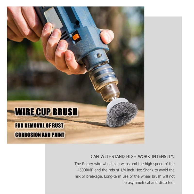 

AA49 8 Pcs Wire Cup Brush Set, Wire Brush For Drill 1/4 Inch Arbor 0.010 Inch Coarse Carbon Steel-2 Inch Wire Drill Brush