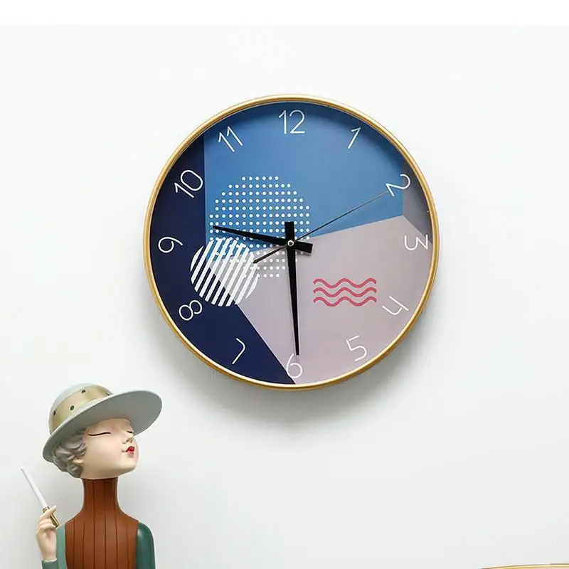 Plastic Glass Wall Clock Living Room Decoration Hanging Ornaments Watch Time Clocks Round Shape Pointer