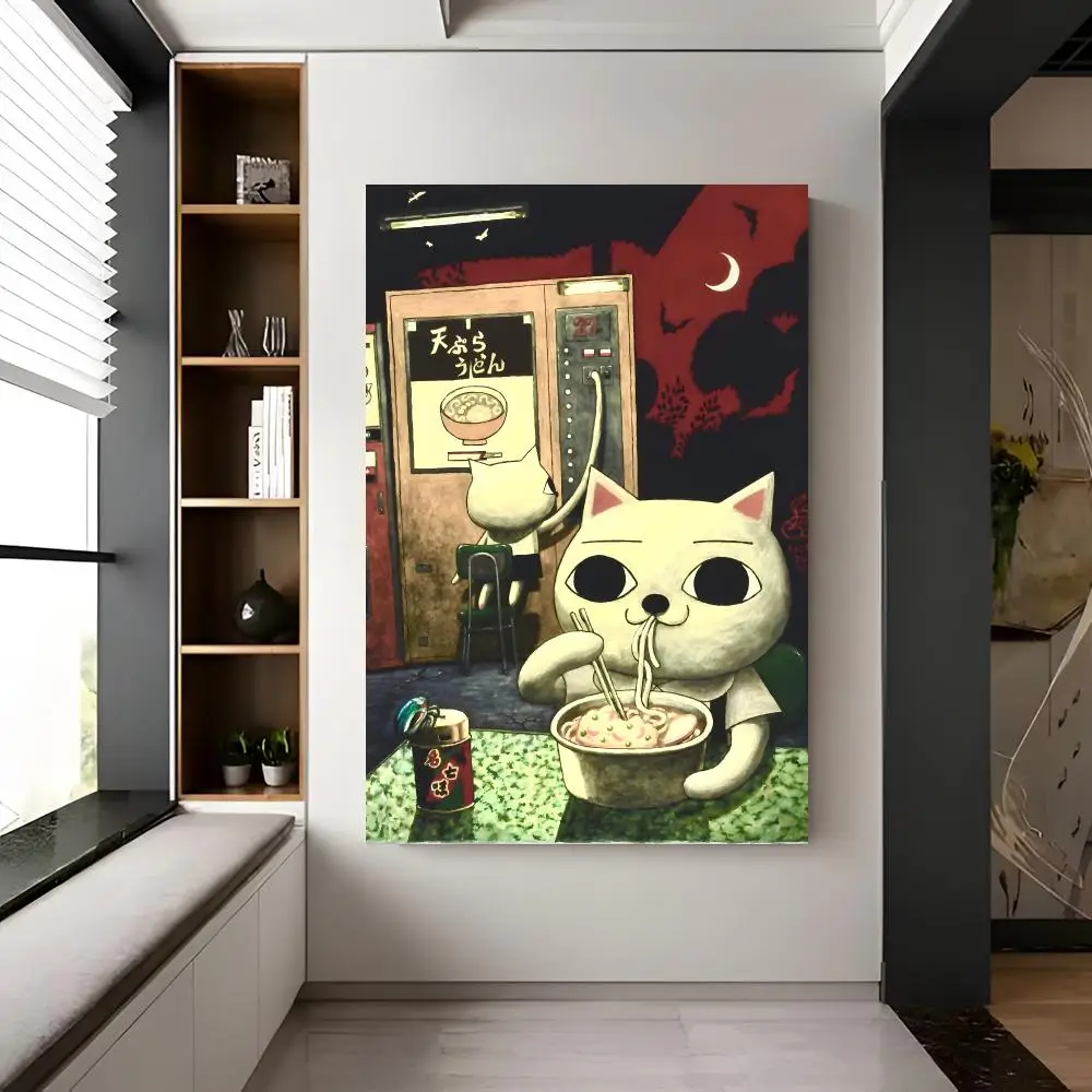 Surreal Anime C-cat Soup Poster Trendy Aesthetic Self-Adhesive Wall Poster Room Decor for Bedroom & Dorm