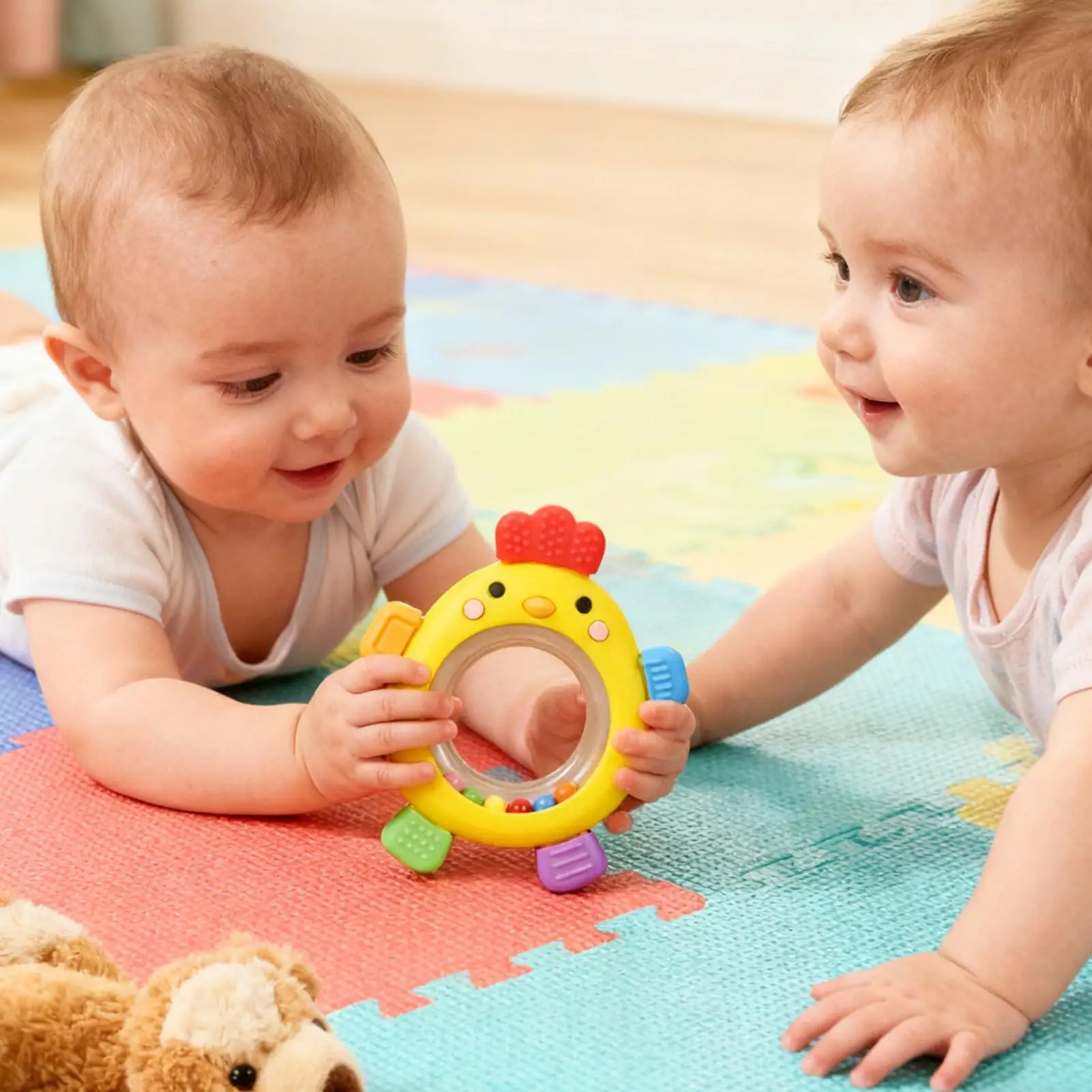 جديد شكل الفرخ سيليكون الطفل حلقة عضاضة القلق ألعاب التسنين 0-12 شهرا حشرجة الموت اللعب الحسية اللثة الإغاثة مهديء الطفل