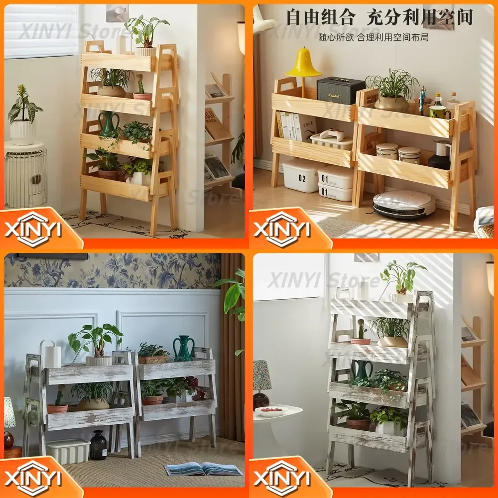 Indoor Plant Shelf for Living Room Balcony Floor to Ceiling Solid Wood Flower Stand Multi Layer Pot Rack Simple Modern Home
