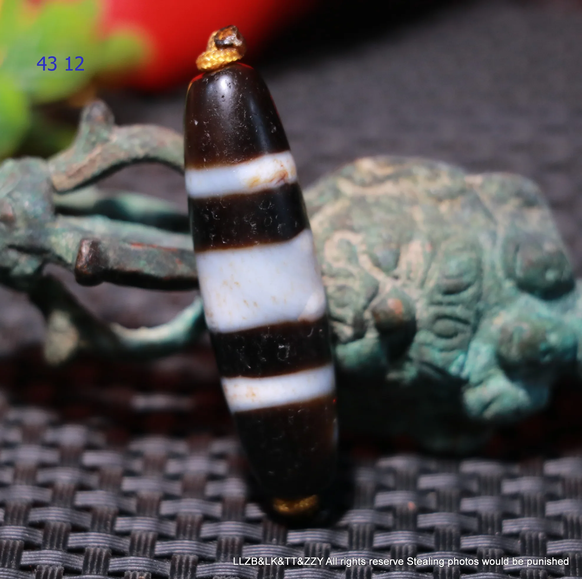 Collectible Treasure LKbrother Sauces Magic Power Tibetan Old Agate 3 Stripes Healer Medicine Dzi bead Amulet UPD0708A27