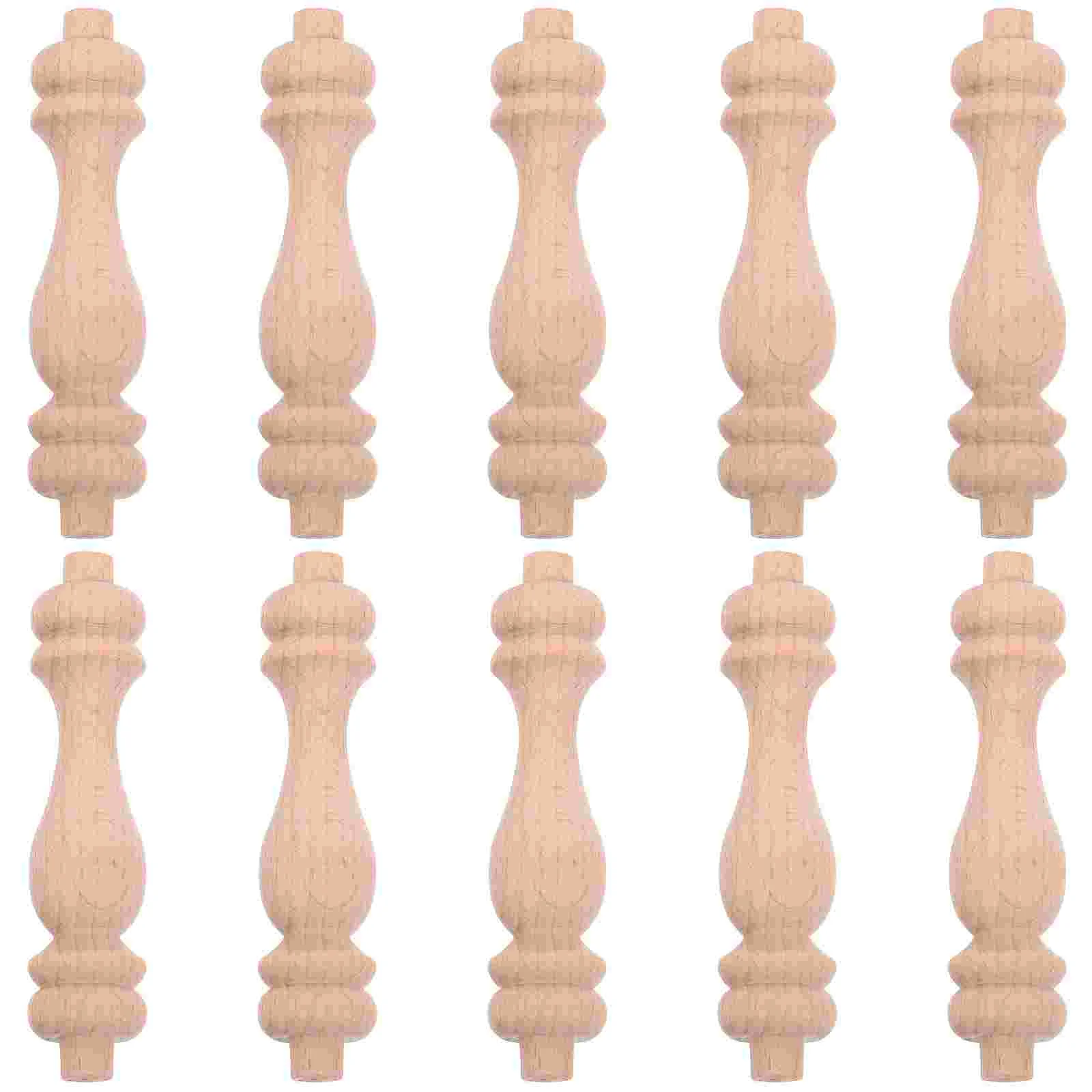 10 Pcs Small Pillar Gourd Column Spindles for Crafts Wood Wooden Baluster