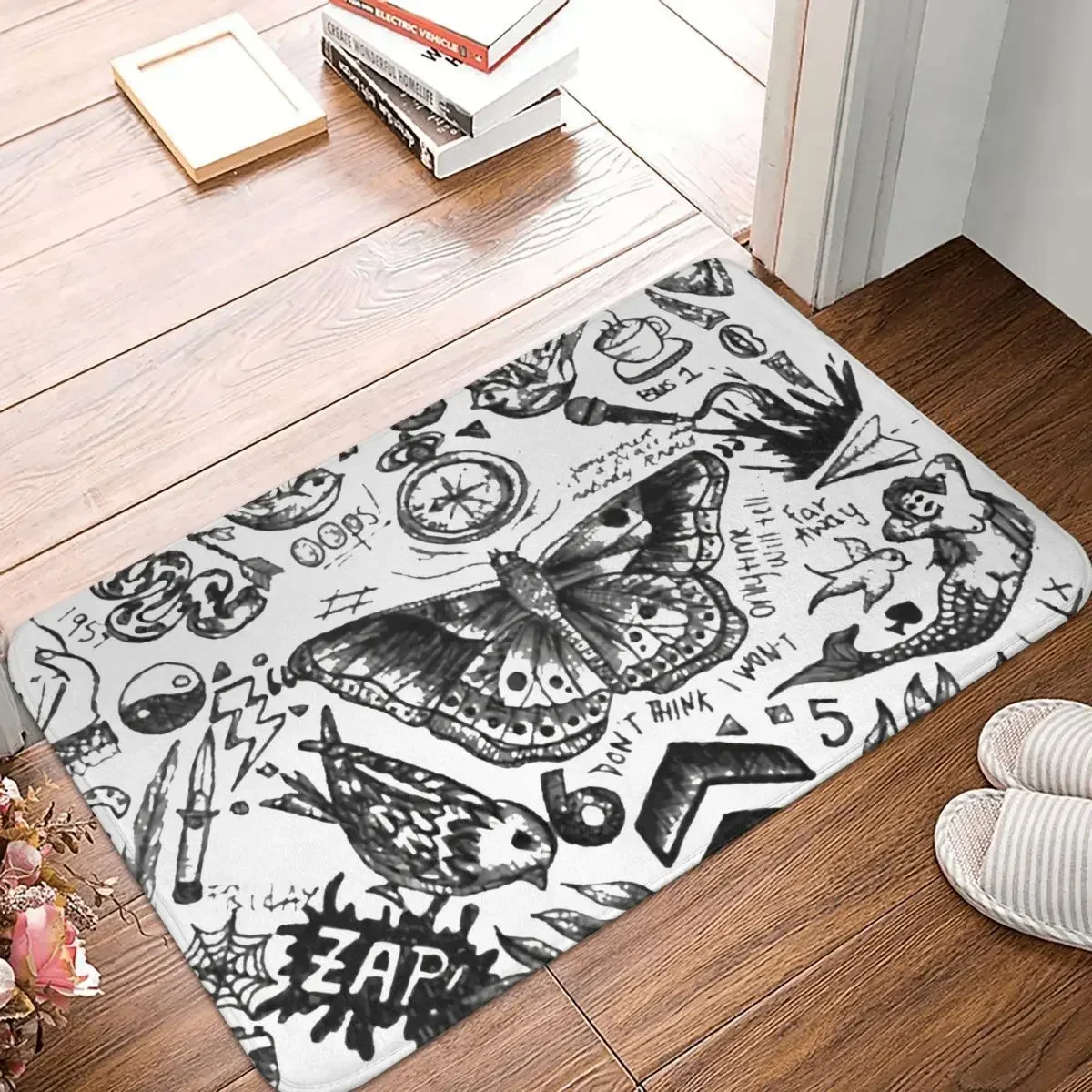 Hip Hop Non-slip Doormat Bath Mat One Direction Tattoos Styles Balcony Carpet Welcome Rug Bedroom Decor