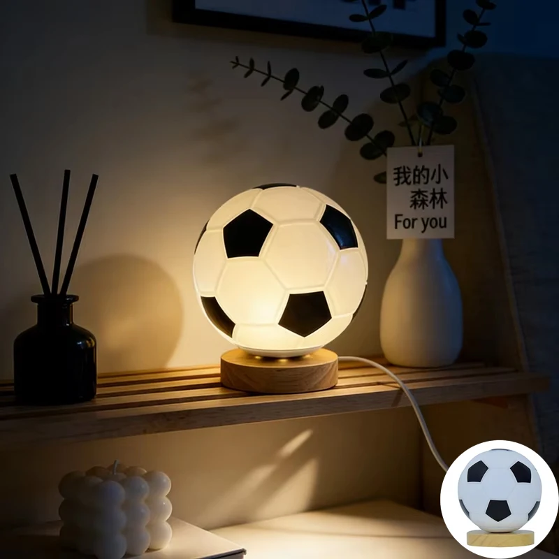 

Football Night Light 3D Soccer Lamp Wooden Stand USB LED Bedside Decoration Illumination kids gifts Soccer Lover Home Decor