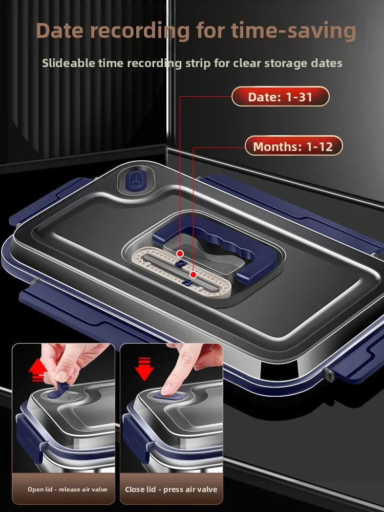 

Large Capaci Outdoor Stainl Steel 36 Food ade Frie Storage Box Fren Preservation Container Rectangular Lunch Box