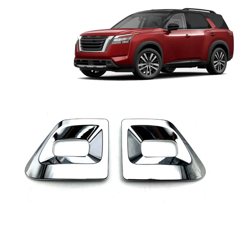 2PCS Car Front Fog Light Cover Trim Decoration Accessories Replacement Accessories For Nissan Pathfinder R53 2022 2023 - Silver