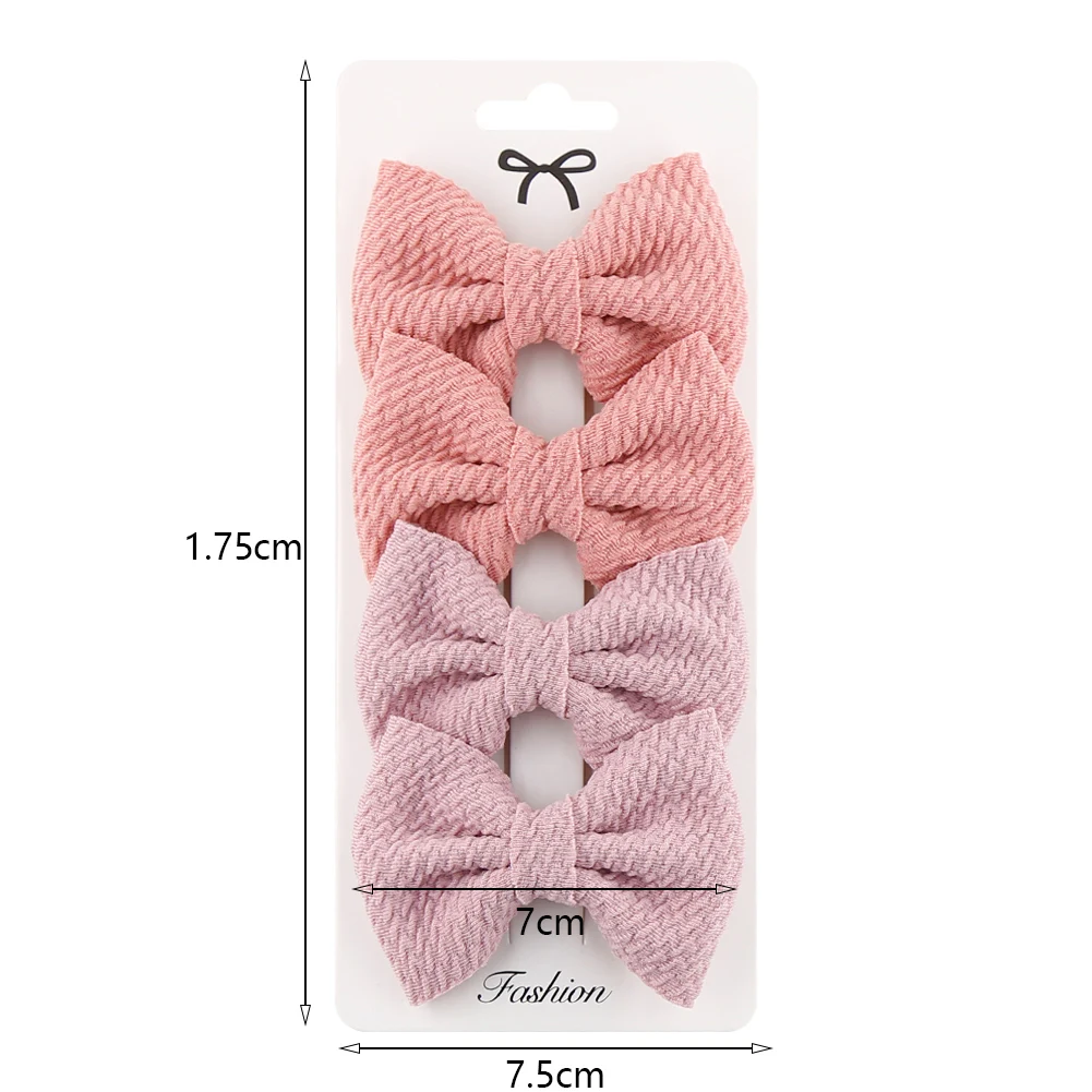 4Pcs/Set 7cm Bullet Hair Clip Cloth Covered Safety Hairpins Newborn Baby Girl Solid Bow Hairgrips BB Barrettes Korean Headwear