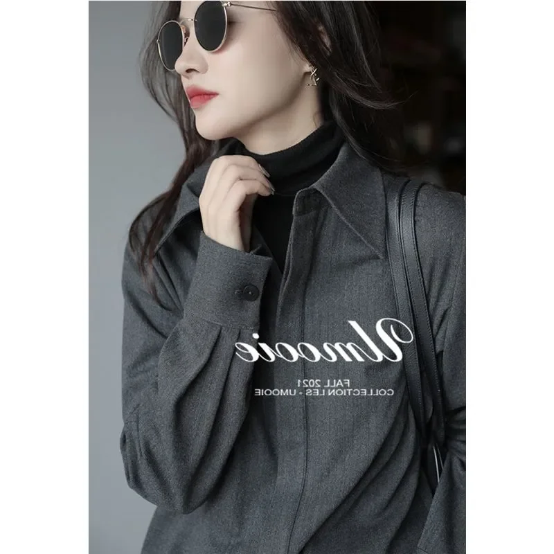 

French light luxury layered shirts for women spring shirts high-end tops slimming high-end