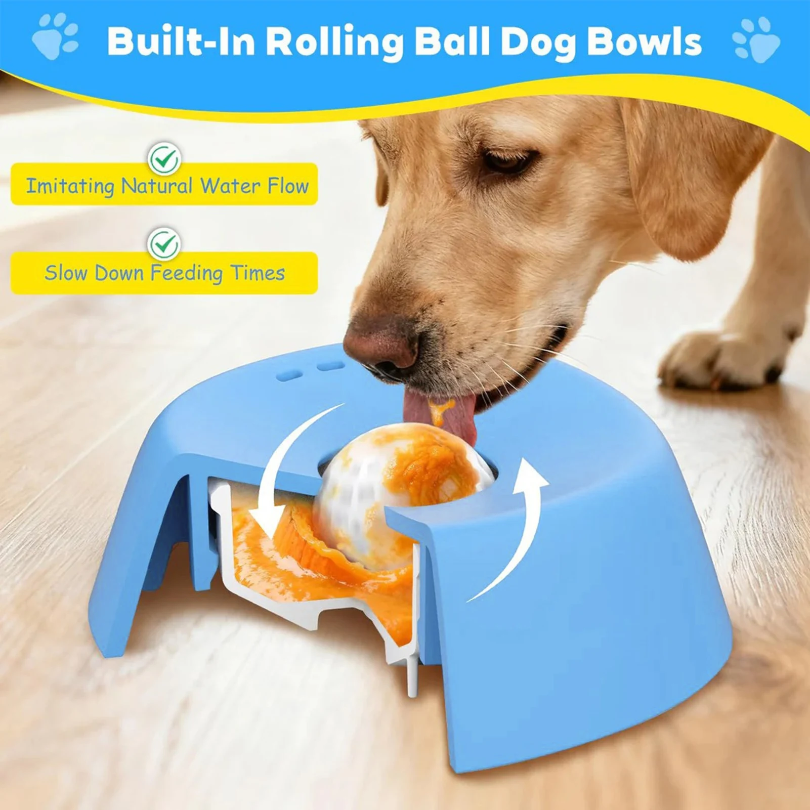 Slow Feeder Lecknapf, auslaufsicherer Lecknapf für Flüssigkeiten, Leckball für Hunde, Leckerli-Spender für Knochenbrühe und Joghurt