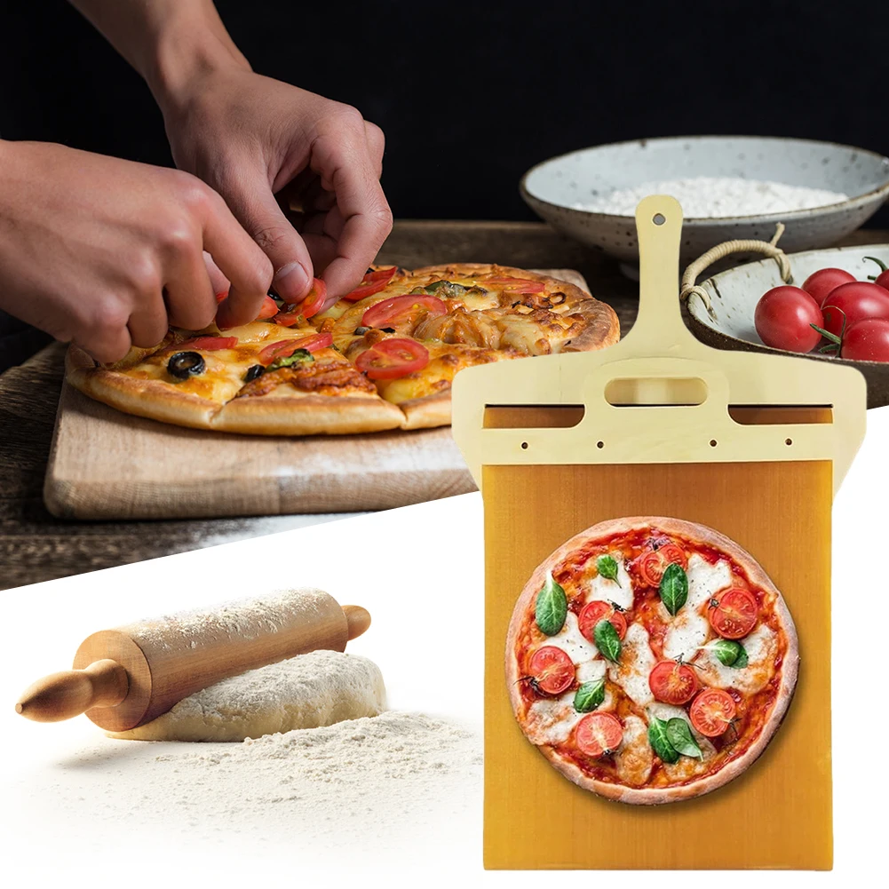Multi-Function Sliding Pizza Peel Shovel Wooden Pizza Transfer Shovels Anti-Scalding Spatula Paddle For Indoor Household Ovens