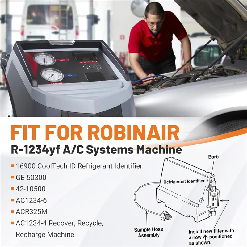 Złączki do klimatyzacji 16106, przewód do pobierania próbek czynnika chłodniczego do Robinair 1234Yf, do GE-50300,10500, AC1234-6, narzędzia pneumatyczne