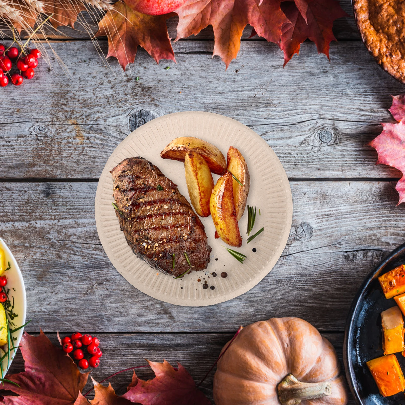 

50pcs Paper Plate Tableware Heavy Duty Disposable Plates for Food Storage Party Supplies Cake Dessert Trays Carry Takeout