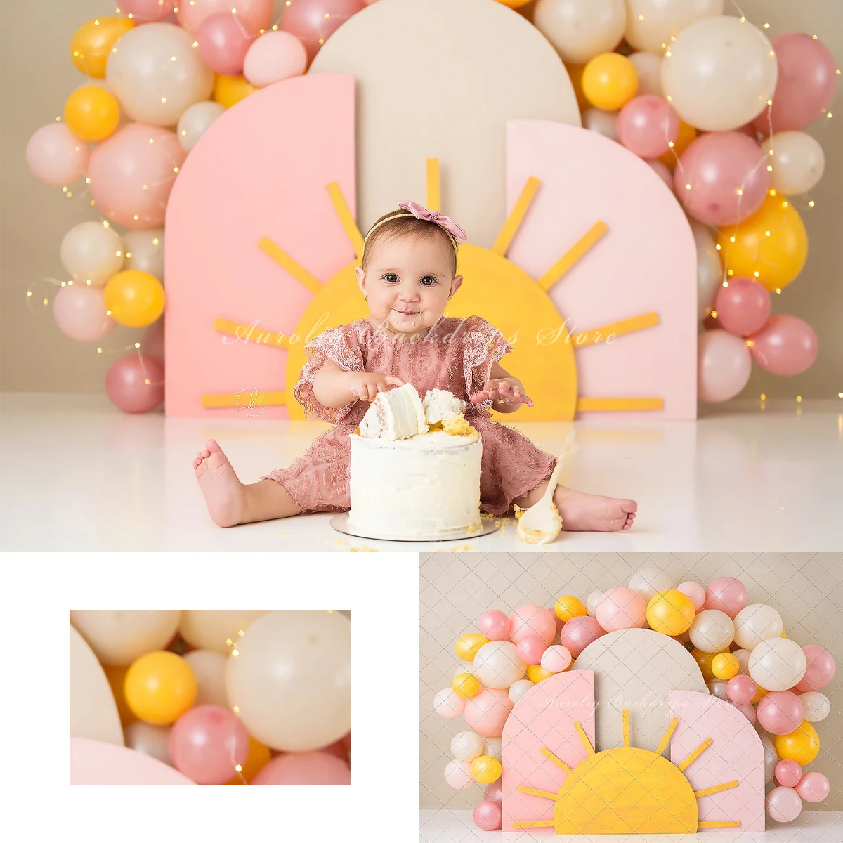 

Boho Sunshine Backgrounds Cake Smash Kids Adult Photography Props Child Baby Balloon Arch Decors Studio Photo Backdrops