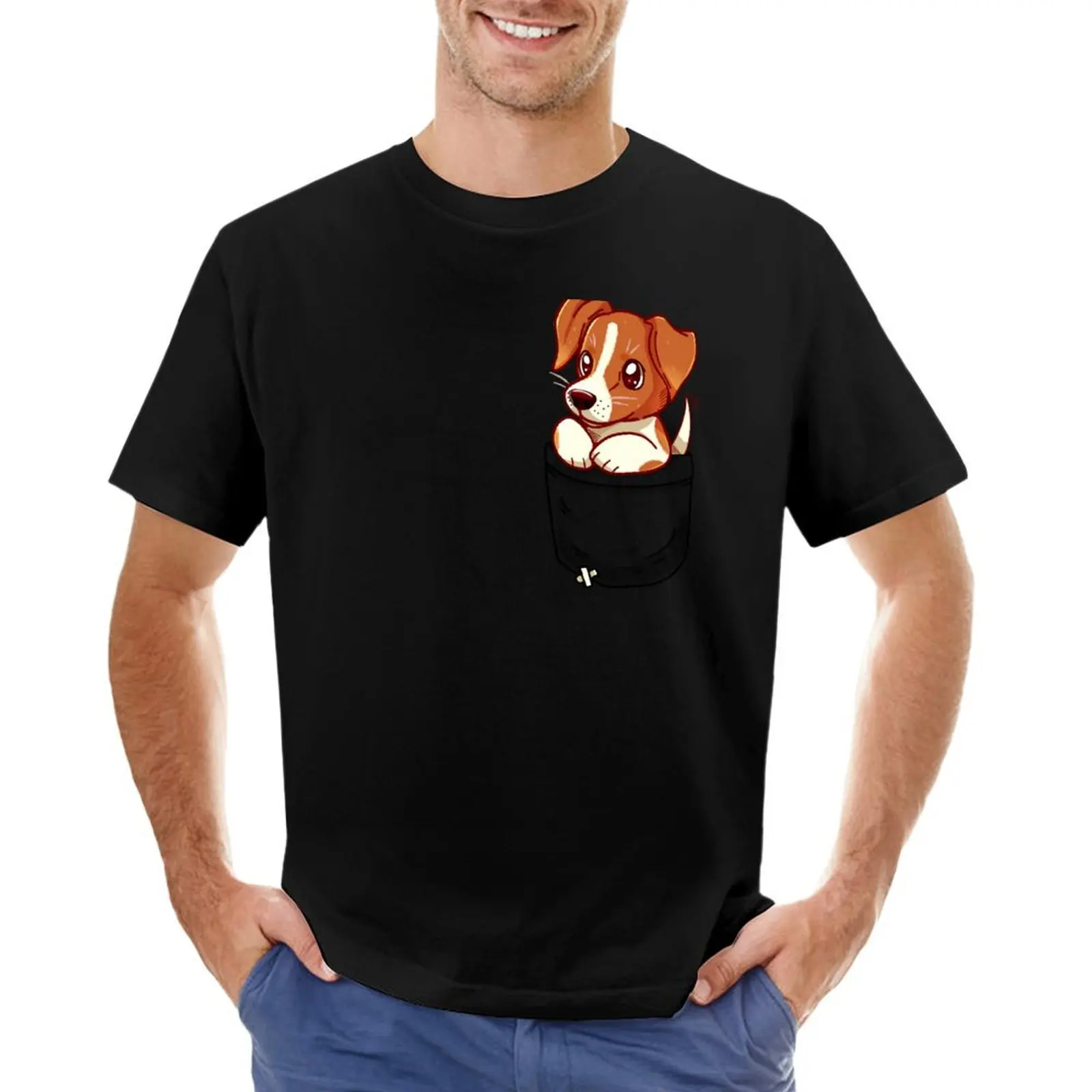 Pocket Cute Jack Russell Terrier T-Shirt shirts graphic tees anime blue archive mens t shirt