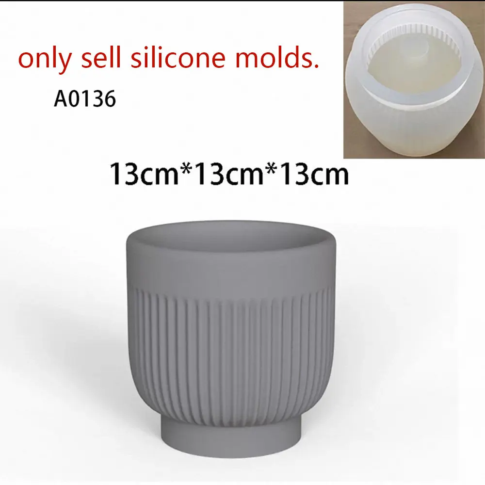 Geometric Stripe Succulent Pot Silicone Mold Set, Flexible for Plaster, Cement - DIY Flower Pot, Living Room Decor Craft