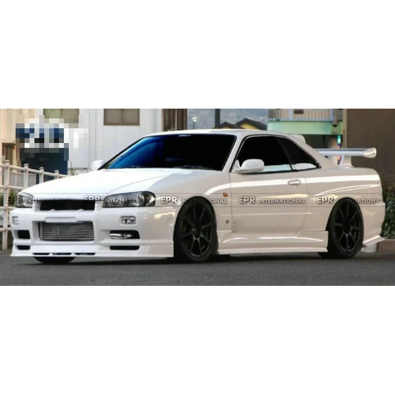 المصد الأمامي لنيسان سكايلاين R34 GTT من ألياف الكربون طراز URR ومحيط الوجه الأمامي #2