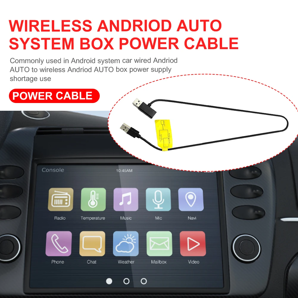 12V AI Box Power Cable Prevent Restart Wireless CarPlay Android Auto Converter High Speed Car Adapter Cord USB Port