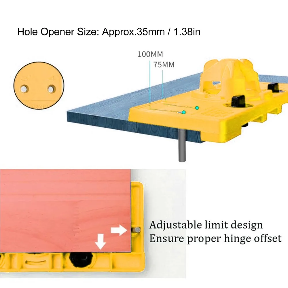 35mm Hole Size Hinge Boring Jig Forstner Bit Included DIY Kit Concealed Hinge Jig Hardware Template Guide Drill Bits