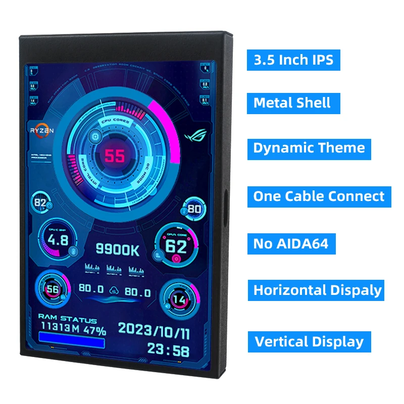컴퓨터 CPU RAM GPU HDD 모니터 용 3.5 인치 Type-C 보조 화면 320*480 IPS LCD ISB 디스플레이 TURZX 소프트웨어 AIDA64 없음 썸네일 2