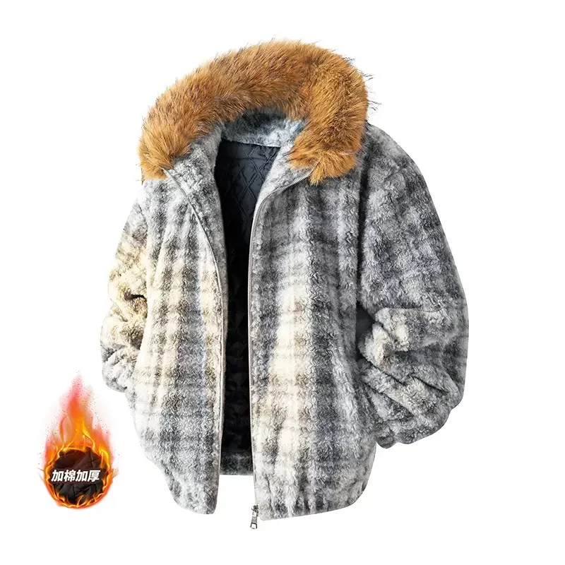 Winter New Fashion Trend American Retro Plus Plush Thick Warm Cotton Jacket Men's Loose Sports Plus Large Hooded Jacket M-4XL