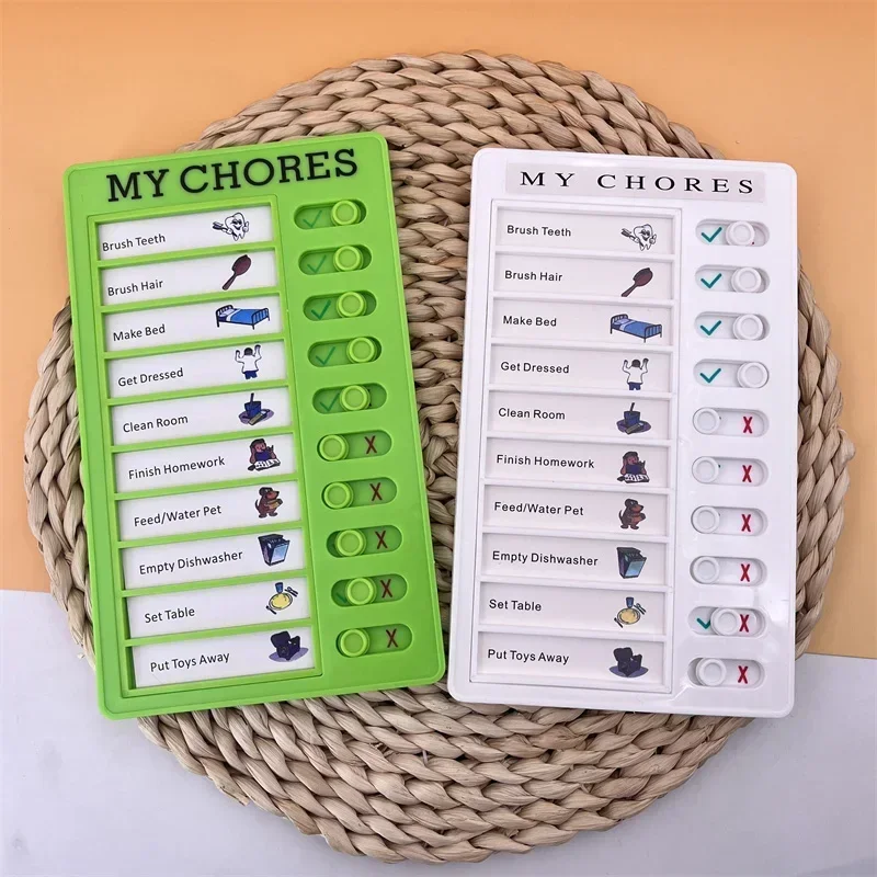 Reusable My Chores Checklist Daily Planner Memo Plastic Board Chore Chart Responsibility Behavior for Kid Self-discipline Card